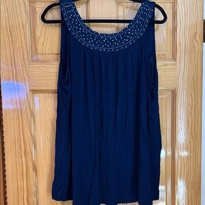 Dress Barn Navy Embellished Blouse